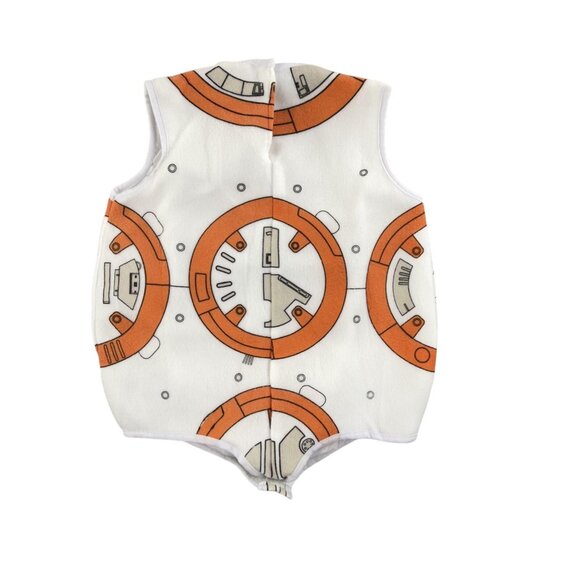 Star Wars BB-8 Costume Toddler 3T-4T White Orange Fleece Hat Set Disney Suit - Picture 4 of 11